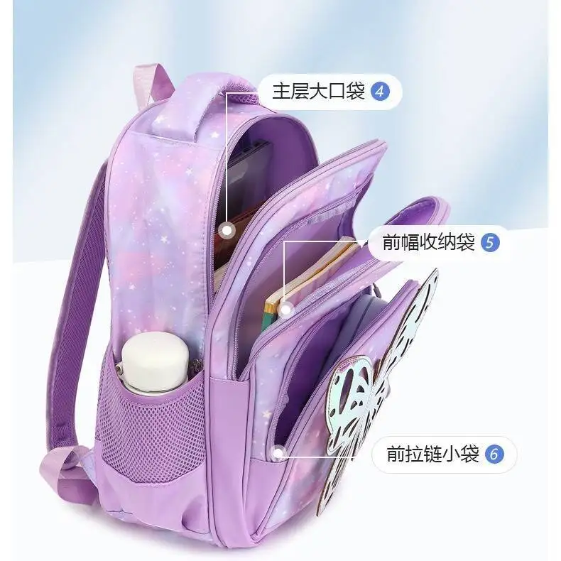 New Large Capacity Children Sports Backpack Cartoon Creative Butterfly Multi Functional Sports Backpack Cute Stylish Versatile