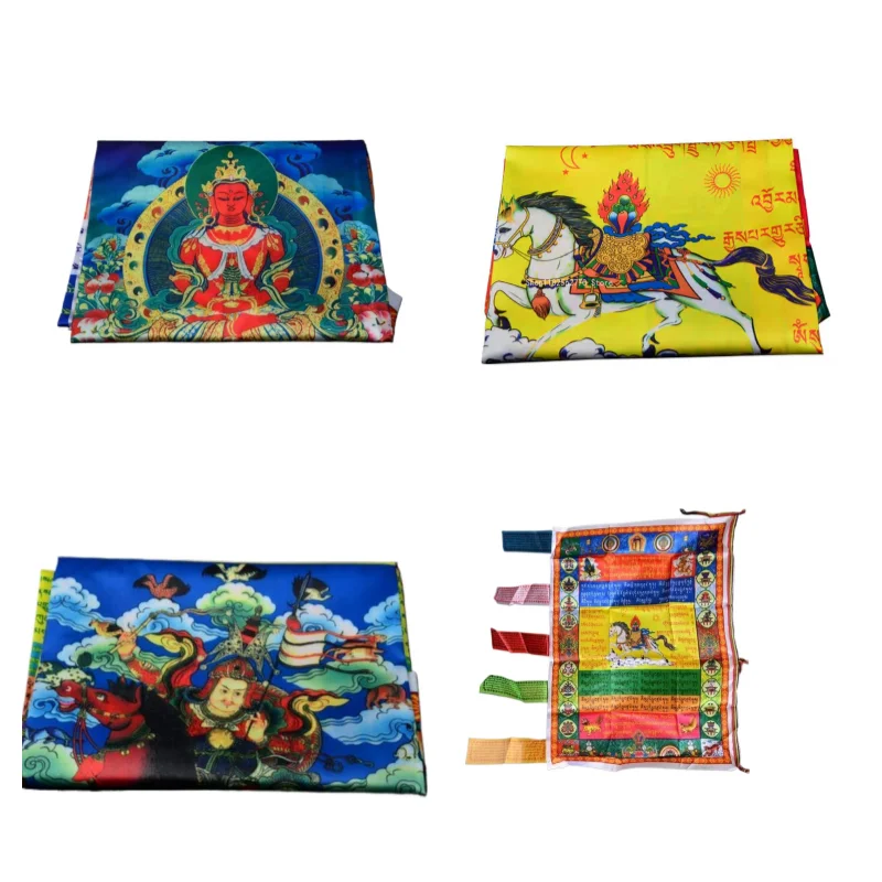 Banderas de oración de colores Xizang tela de seda bandera de caballo de viento decoración del hogar Xizang oración al aire libre colgada nombre decorativo