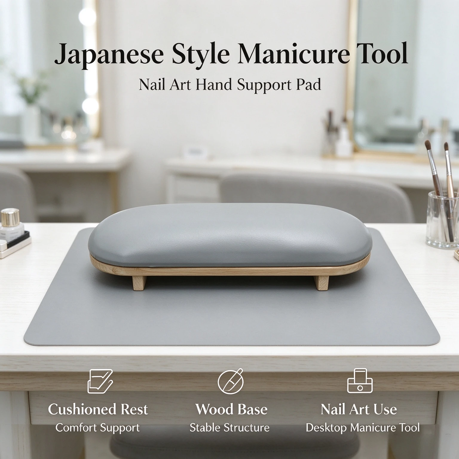 Faux Leather Nail Hand Rest Pillow Set Stain Resistant Desktop Hand Pad Japanese Style Manicure Tool for Nail Art