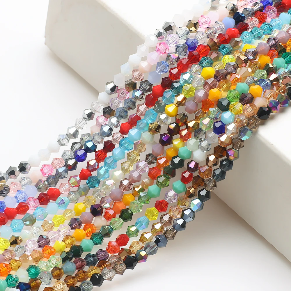200pcs 4mm Multcolor AB Faceted Glass Beads Bicone Beads for Jewelry Making Crystal Beads Loose Beads DIY Bracelet Necklace
