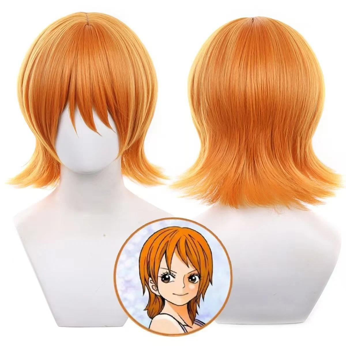 

Nami Cosplay Wig Short Orange Fluffy Heat Resistant Synthetic Hair And Wig Cap For Women Halloween Party Role Play