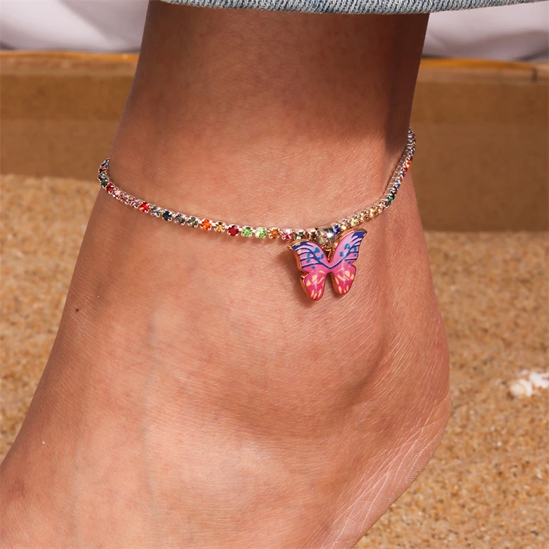 

Fashion Crystal Butterfly Anklets for Women Summer Beach Bikini Anklet Bracelet Foot Leg Chain Girls Holiday Jewelry Gifts