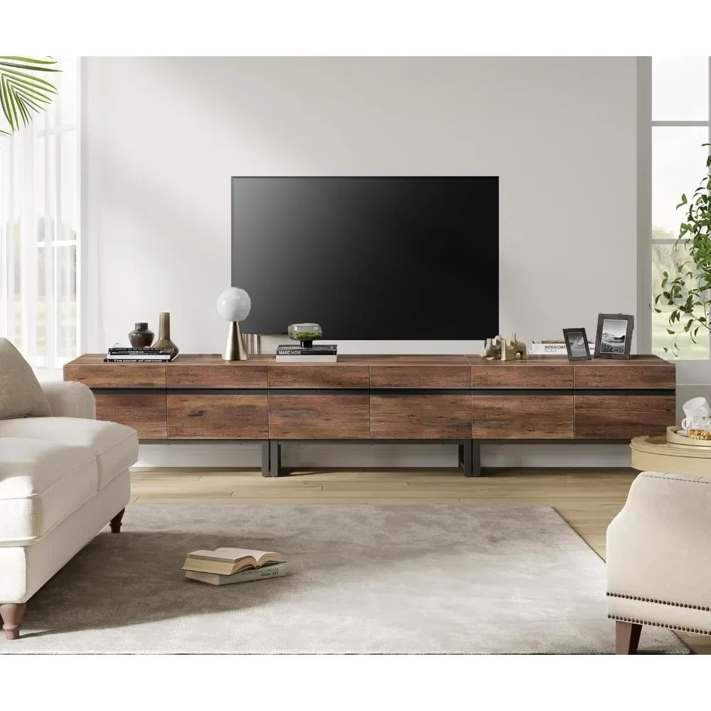 

Modern TV Stand with Storage Cabinets, Wood TV Entertainment Center TV Media Console Table with Metal Leg for Living Room