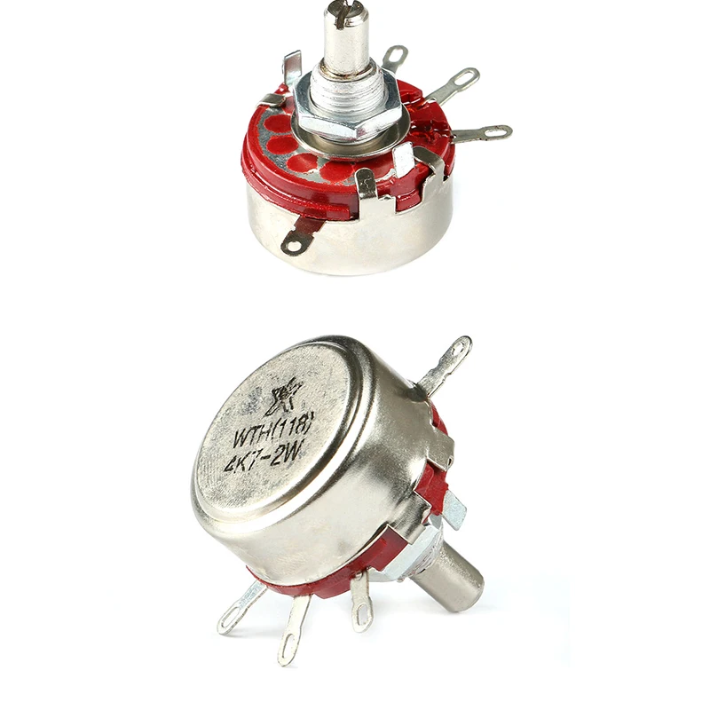 2Pcs/1pc WTH118 2W 1A Potentiometer 1K 4.7K 10K 47K 100K 220k 330K 470K 1M ohm Round Rotary Shaft Resistor Resistance WTH118-1A