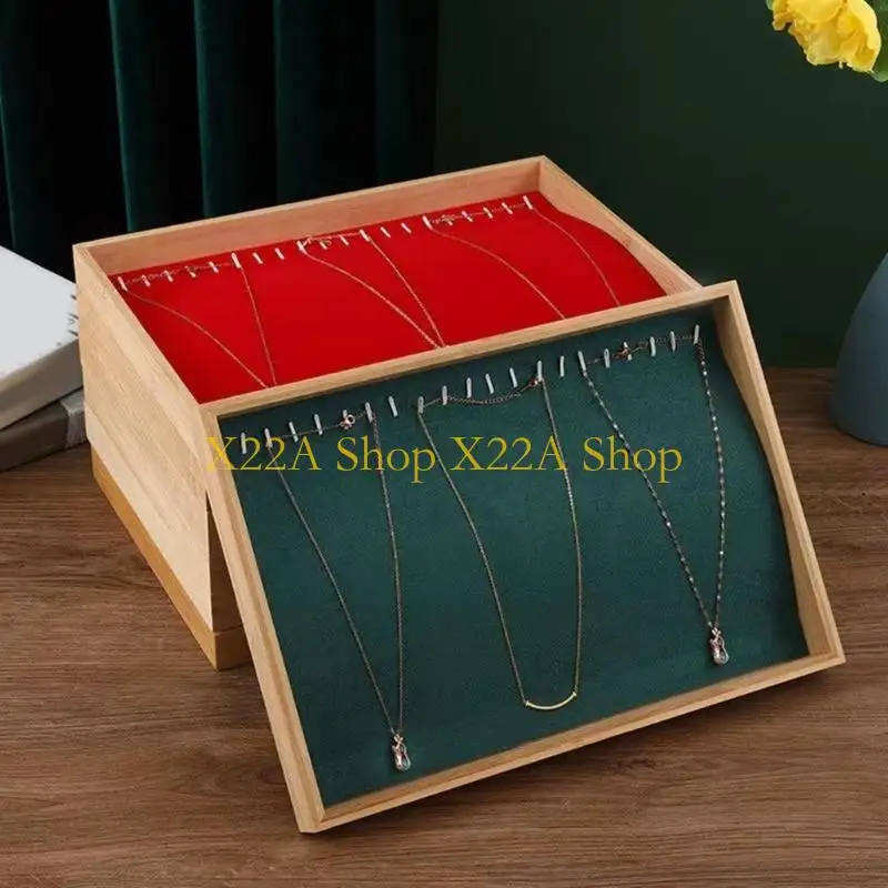 ネックレスリングのための多機能のユニークなウッドジュエリートレイスタッフジュエリーオーガナイザー