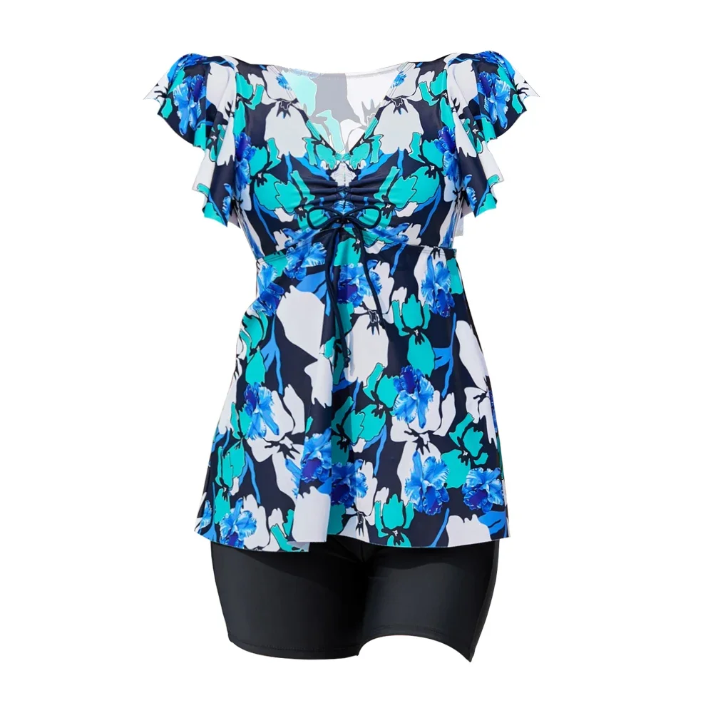 Fato tankini retrô casual feminino, maiô de duas peças, maiô euro-americano, peplum, verão