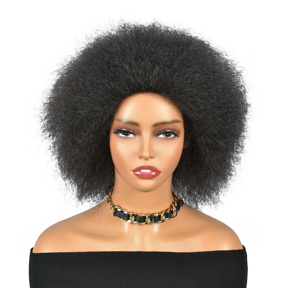 MISS ROLA Afro Wigs Fluffy Straight Synthetic Wig for Black Women Kinky Straight Hair Natural Colorfor Women