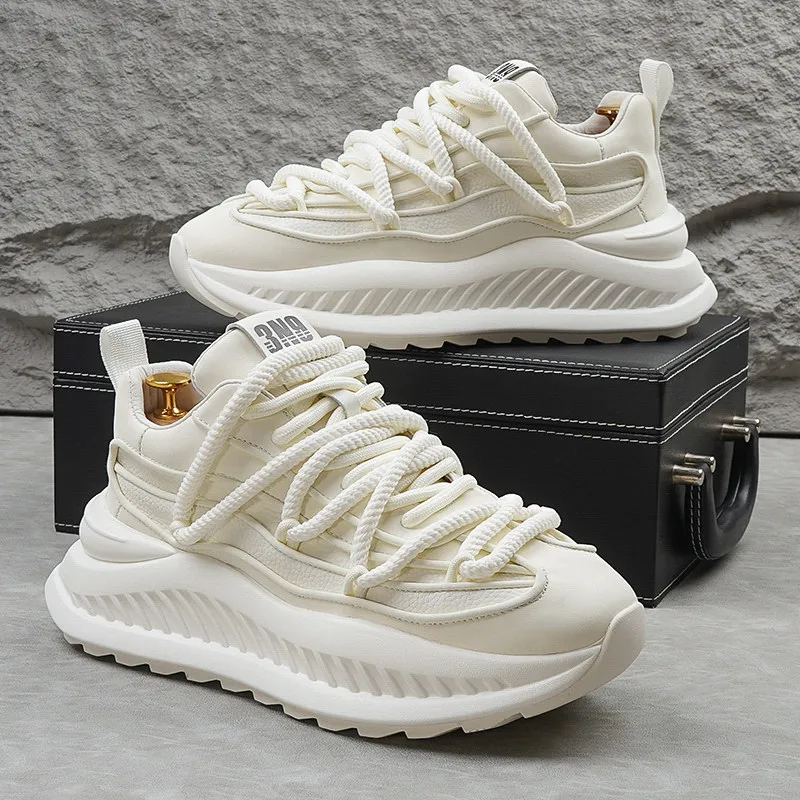 Trendy Thick-soled Casual Shoes for Men Sport Running Shoes Fashion Breathable Men White Sneakers Outdoor Jogging Trainers