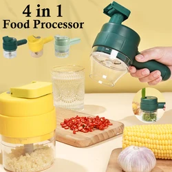 4 IN 1 Electric Food Processor Hand held Tornado Multifunctional Vegetable Cutter USB Charge Wireless Garlic Chopper Food Mixer