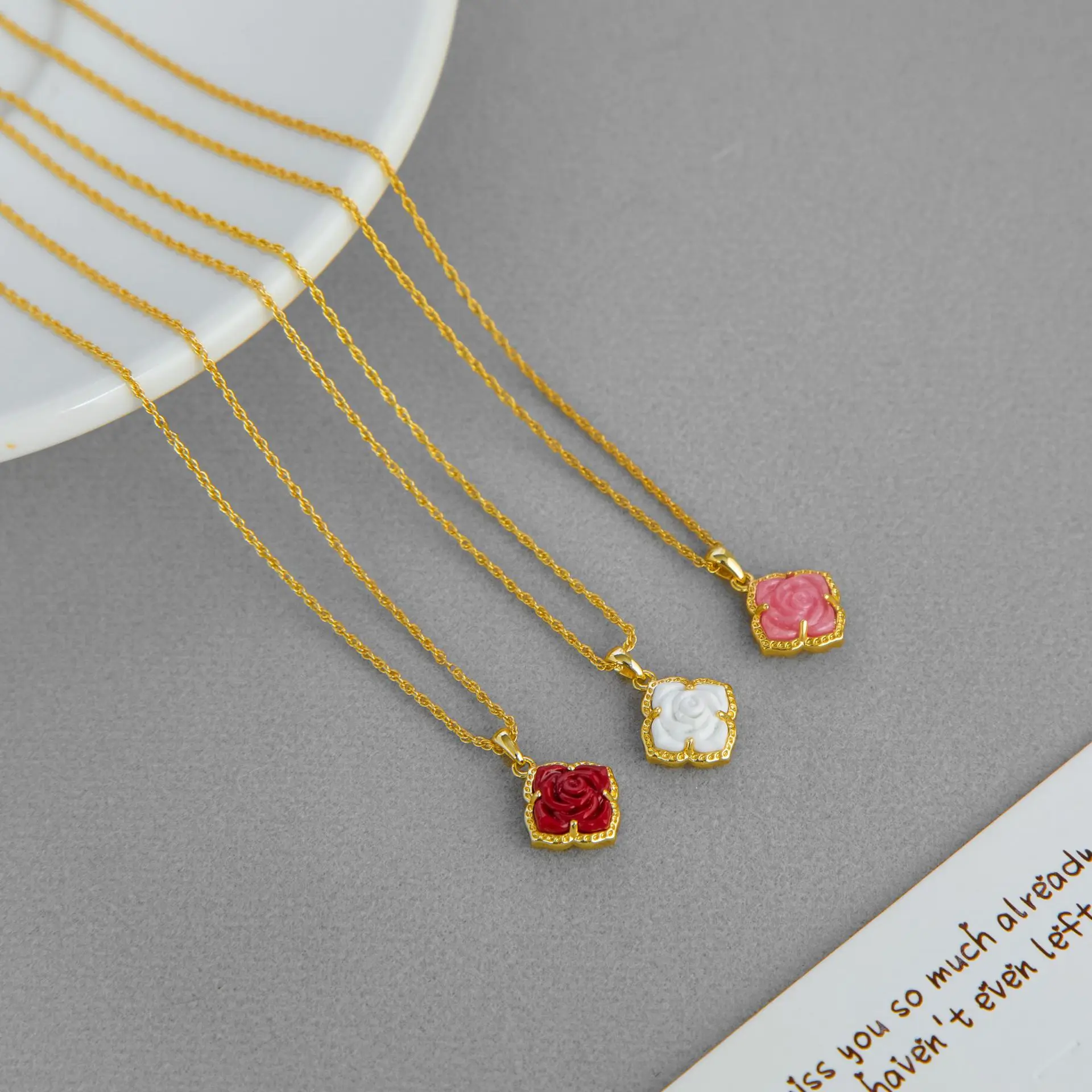 

VKVVA Fashion Jewelry Rose Flower Pendant Clavicle Necklace, Unique Gift for Women