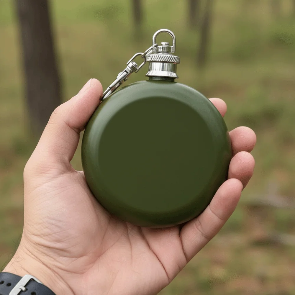 Фляга из нержавеющей стали круглой формы с завинчивающейся крышкой для виски, для кемпинга, карманная, для мужчин и женщин