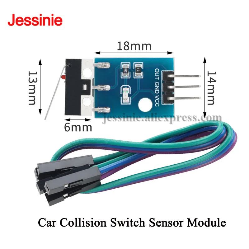 

10pcs/1pc Car Collision Sensor Module Limit Switch Travel Switch For Microcontrollers Robotics Includes DuPont Jumper Wires