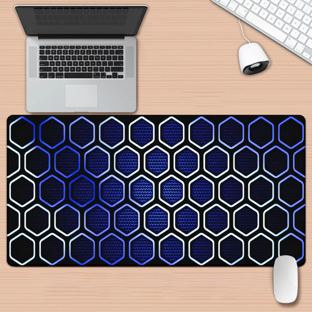 Brand Hexagon Iron Art Desk Pad HD Blue Pattern XXL Multi Functional Gaming Mouse Mat Keyboard Office PC Gamer Mat