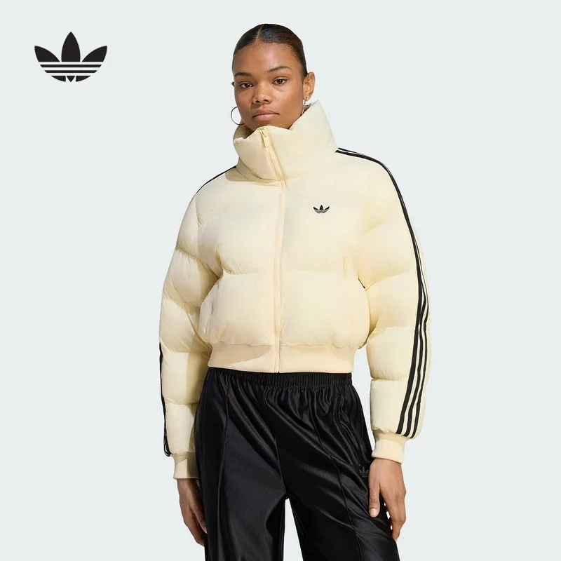 Adidas Adidas Clover Bread Clothing 2026 Winter Women's Loose Short High Neck Casual Cotton Clothing KR9552