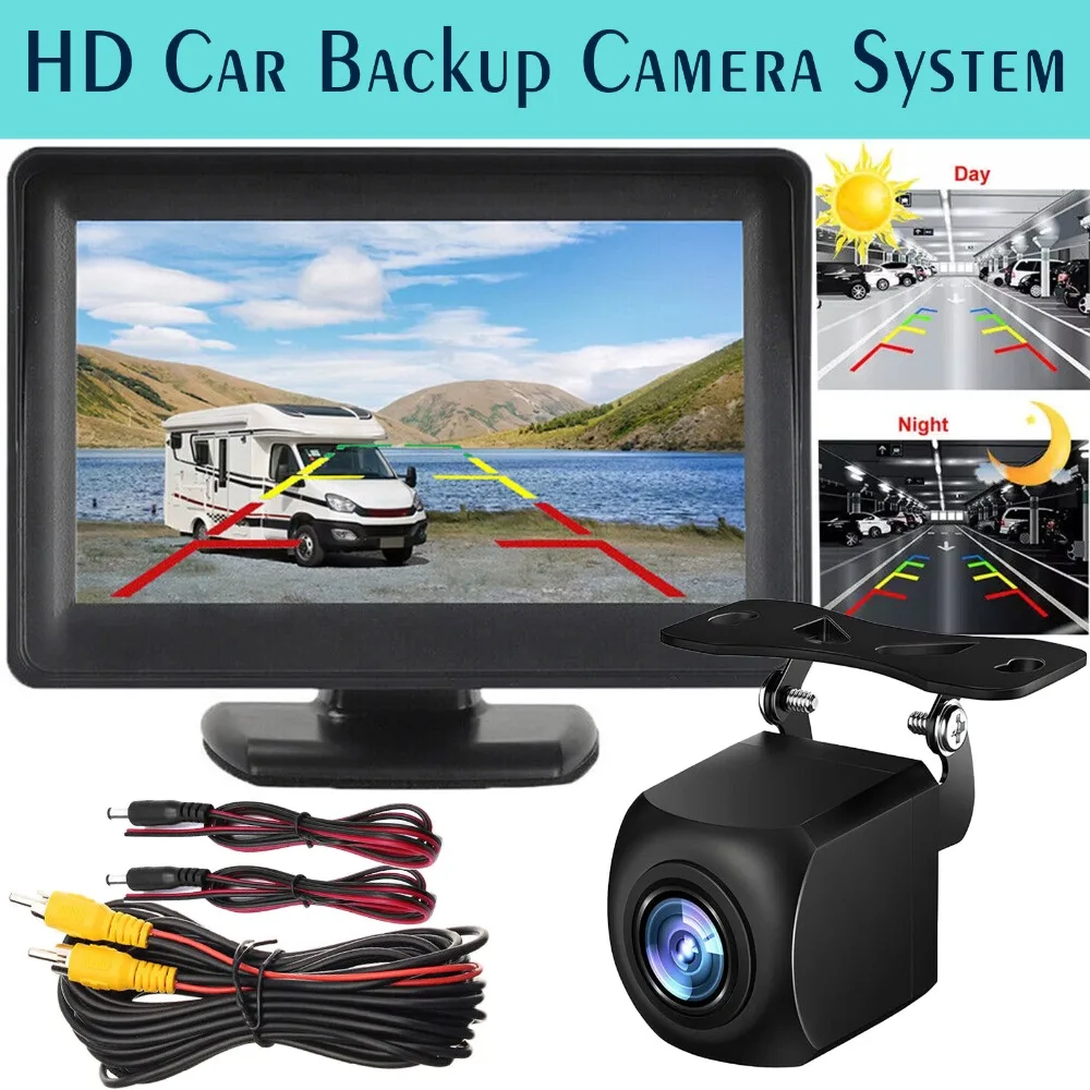 4,3-Zoll-Display HD-Rückfahrkamera-Set, Mikro-Weitwinkel, Klare Nachtsicht, Universelles 12V Fahrzeug-Einparkhilfe-Kamerasystem