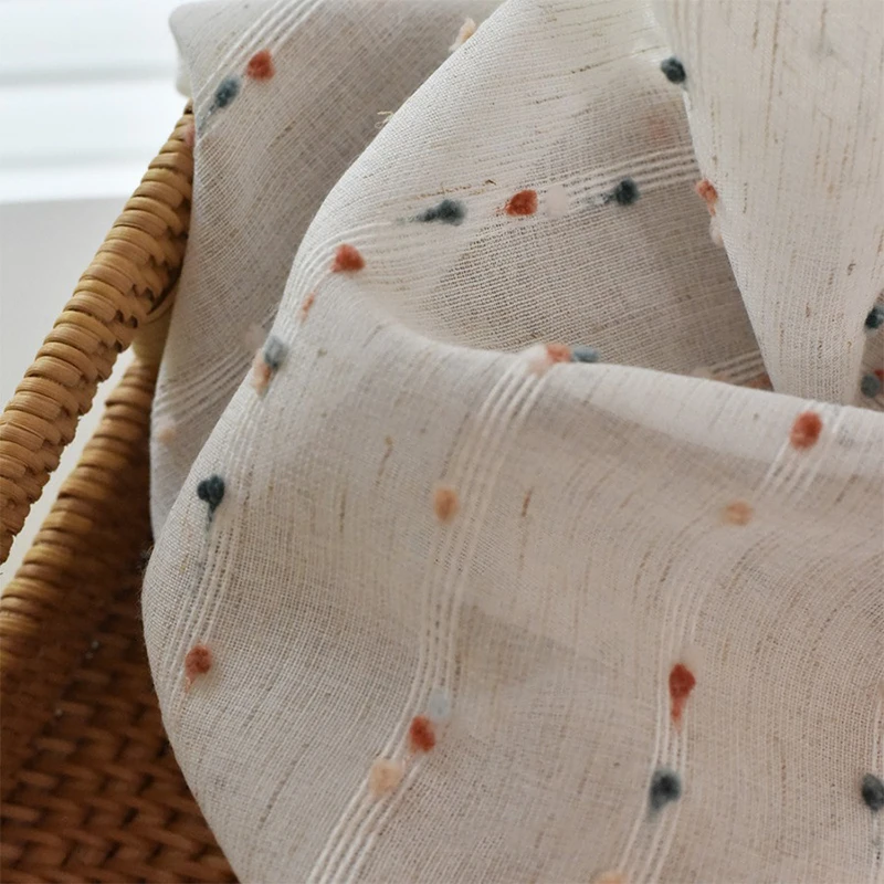 1 Panel Rural Style Living Room, Bedroom, Natural Flaxseed Bean Curtains, Semi Transparent Gauze Curtains