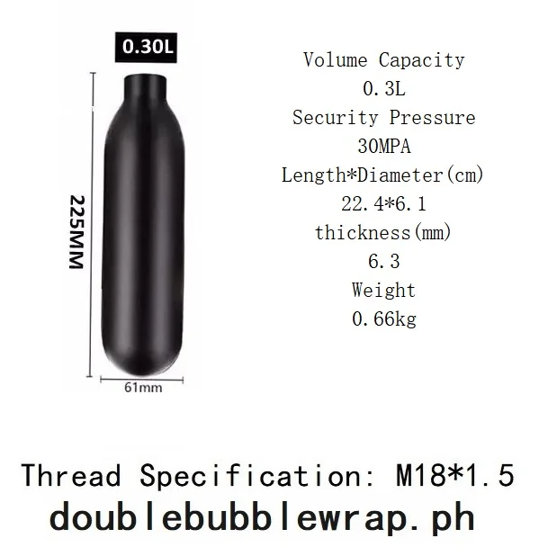 Round Bottomed Aluminum Bottle Thread M18*1.5 4500 PSI Tank Cylinder Diving Aquarium Plant CO2 Tank Dive Oxygen Tank image 3