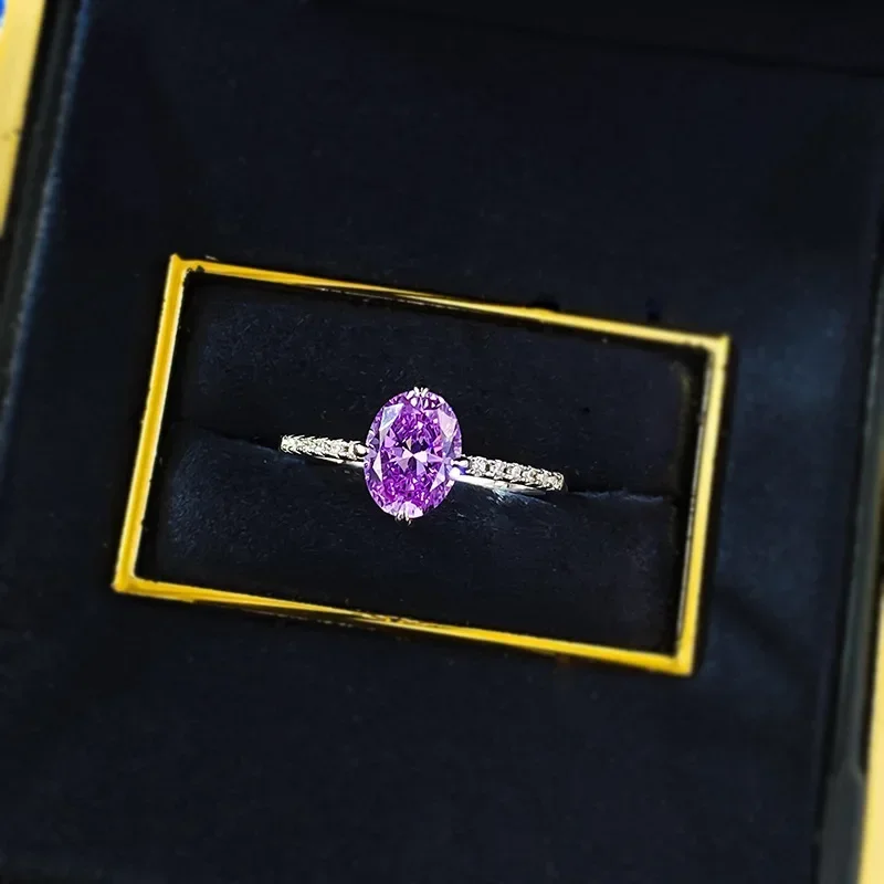 

NEWLive Streaming S925 Silver Ins Style Daily Fashion Versatile 6 * 8mm Tourmaline Green Pigeon Egg Ring for Women