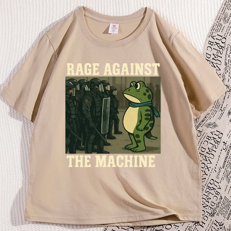 

Portland Frog Protest T-Shirt Rage Against The Machine T Shirt Unisex Activist T-Shirts Casual Round Neck Short Sleeve Clothes