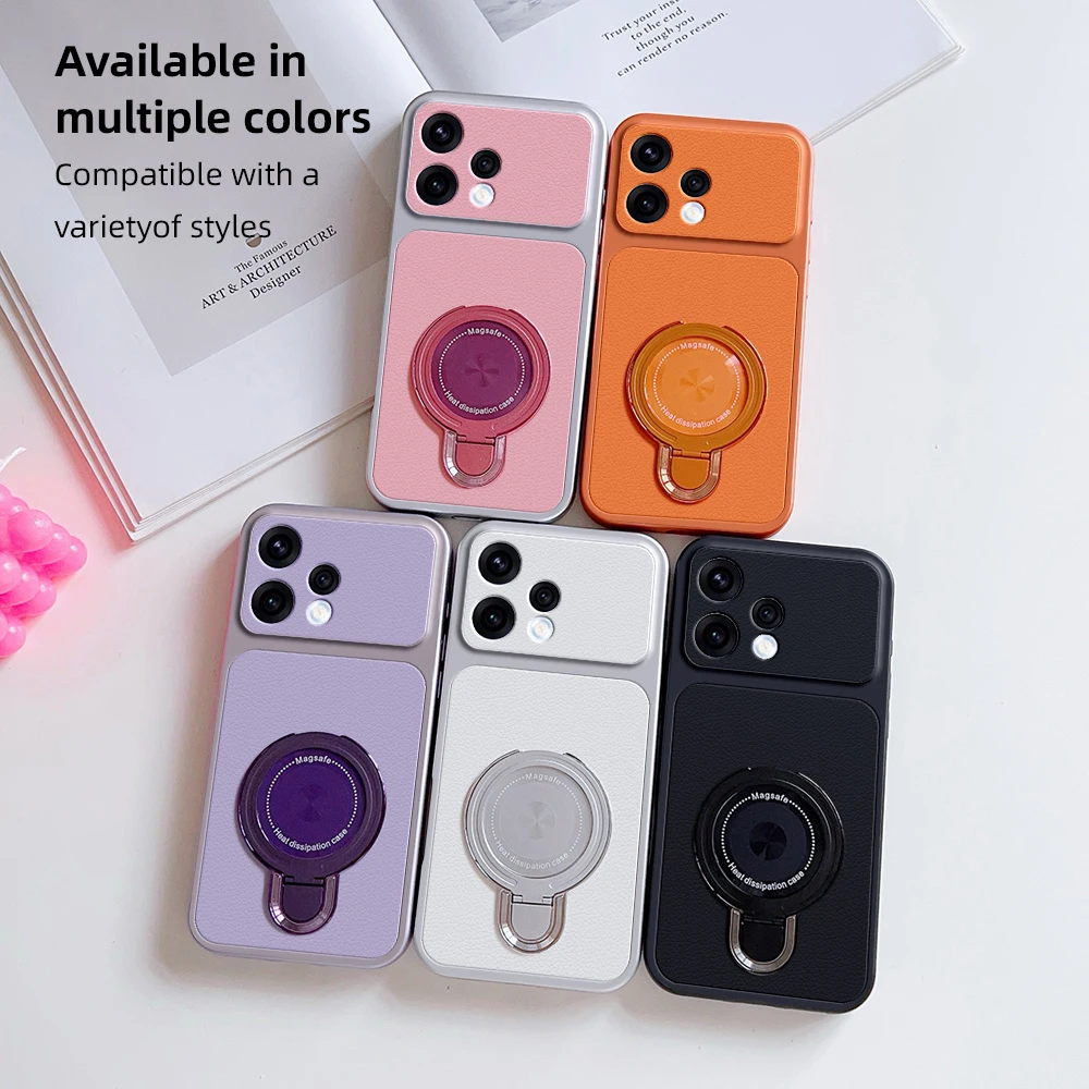 For Oppo Reno15 Case Oppo Reno15c Cover Oppo Reno15c Oppo Reno15 leather Case Magnetic Bracket Magsafe Holder Stand Cover