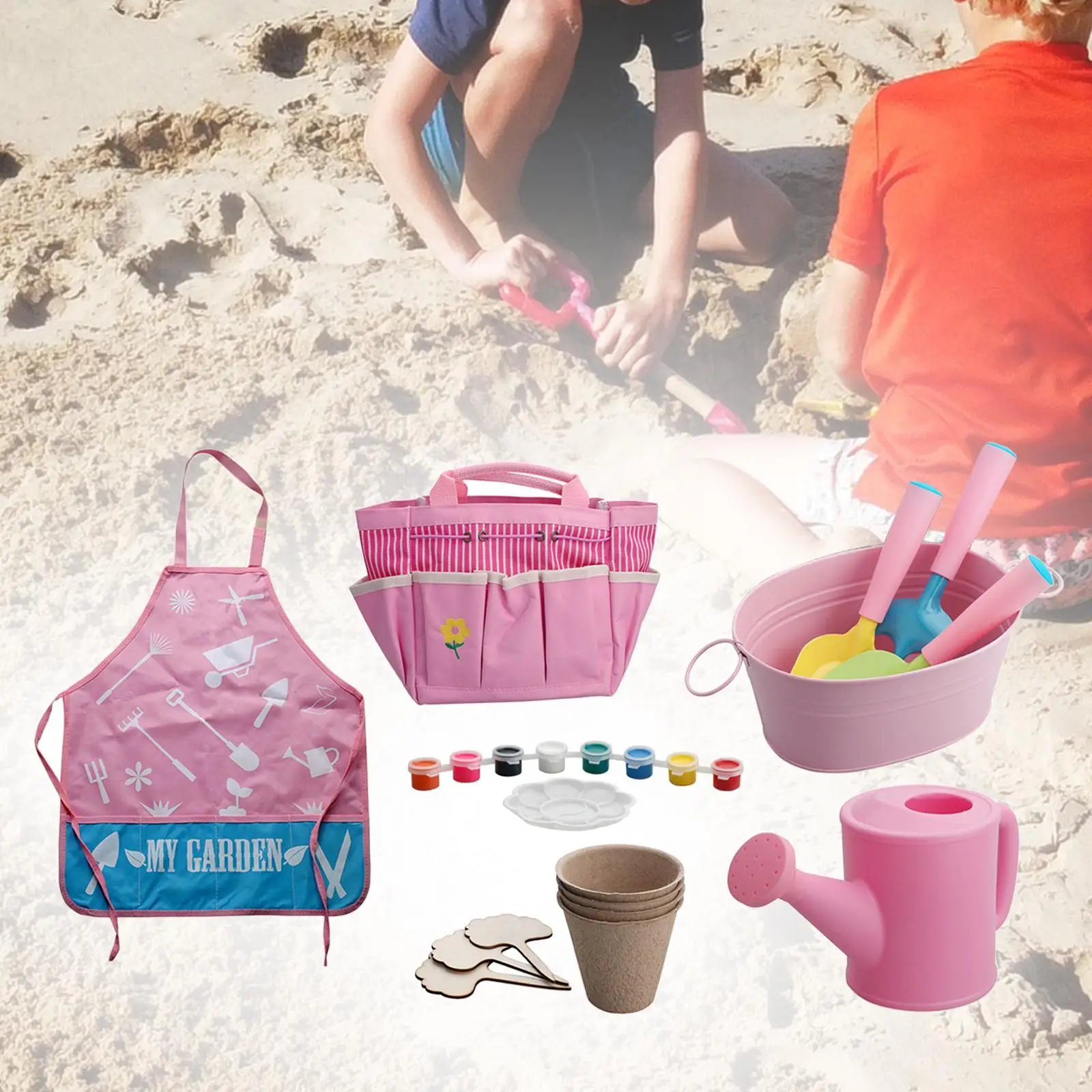 Kids Gardening Tool Set Educational Toy Apron Watering Can Toddler Gardening Tools Beach Sand Toy for Boys Preschool Kids Girls