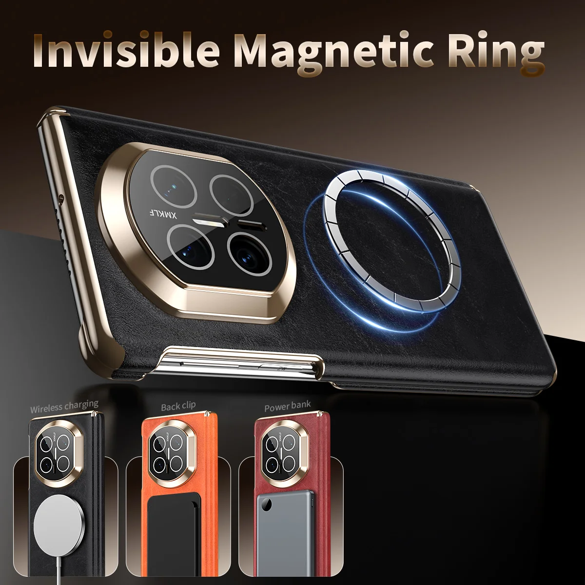Advanced Oil Wax Texture Leather Phone Case, For Huawei Mate X7 X6 X5 Central Hinge All Inclusive Lens Protection Bracket Cover view 6