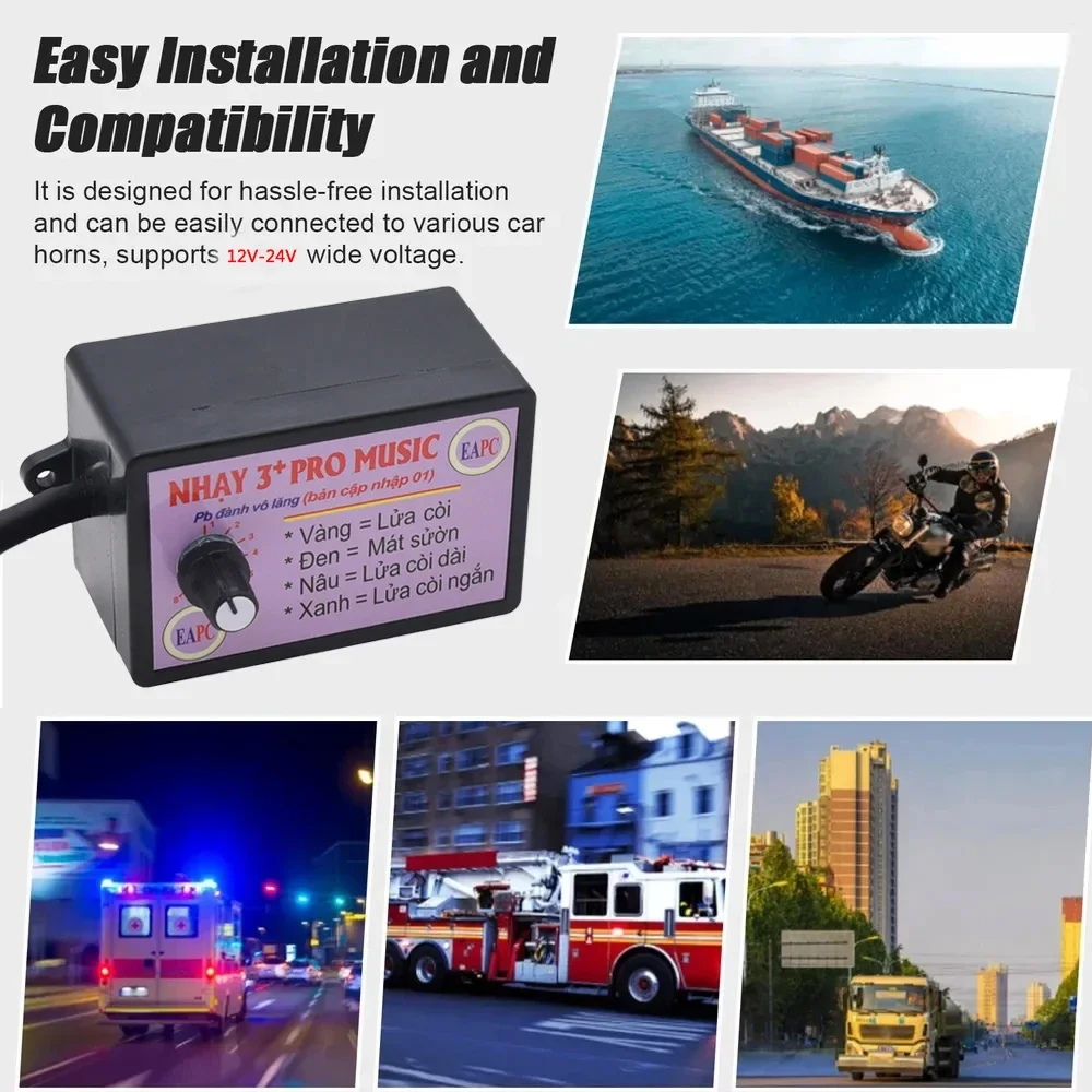 

Nhay 3+ Pro Music Rapid Horn Relay 12-24V (8Tones/12 Tones) For Motorcycle Car Jeep Marine Boat Truck All Vehicle is Compatible