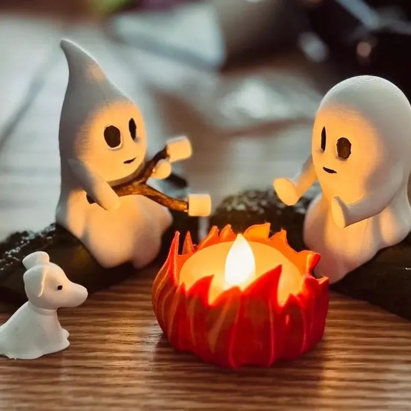【In Stock】Halloween Ghost Campfire Gathering Resin Figurine For Halloween Decoration