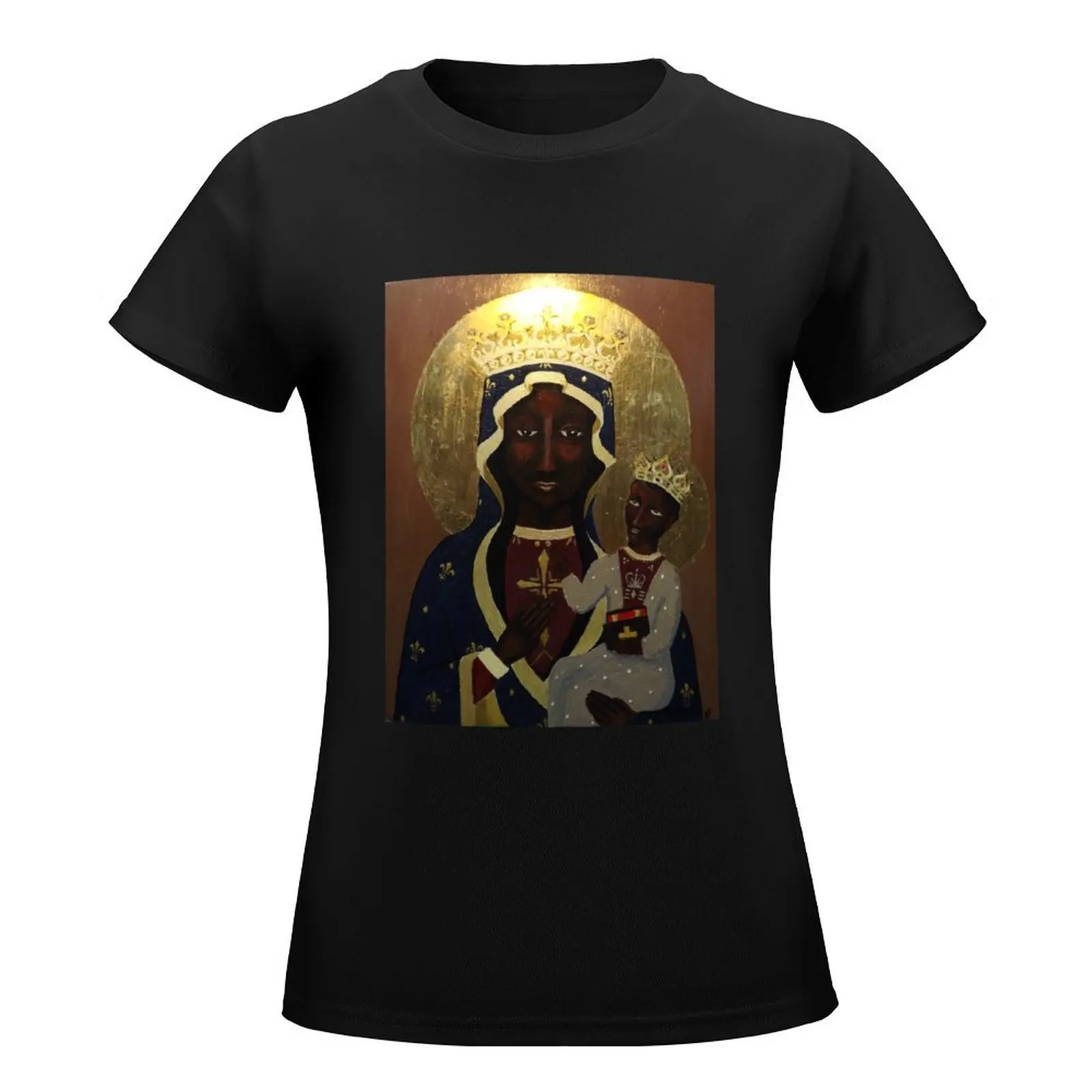 The Black Madonna T-Shirt Short sleeve tee korean fashion female Female clothing t-shirts for Women cotton