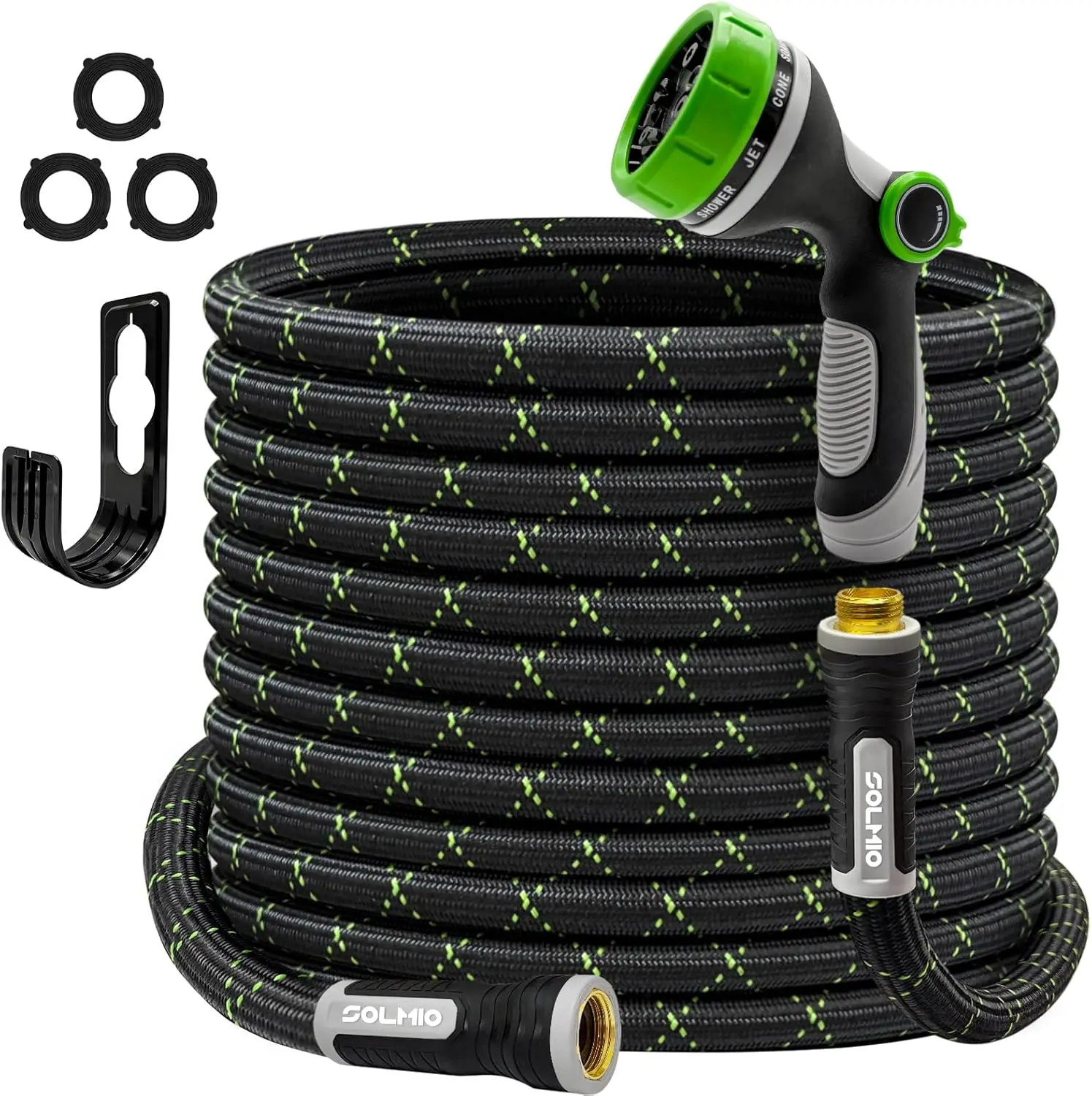 

100FT Non-Expandable Garden Hose with 10-Function Nozzle, Leak-Proof and Kink-Resistant for Outdoor Use