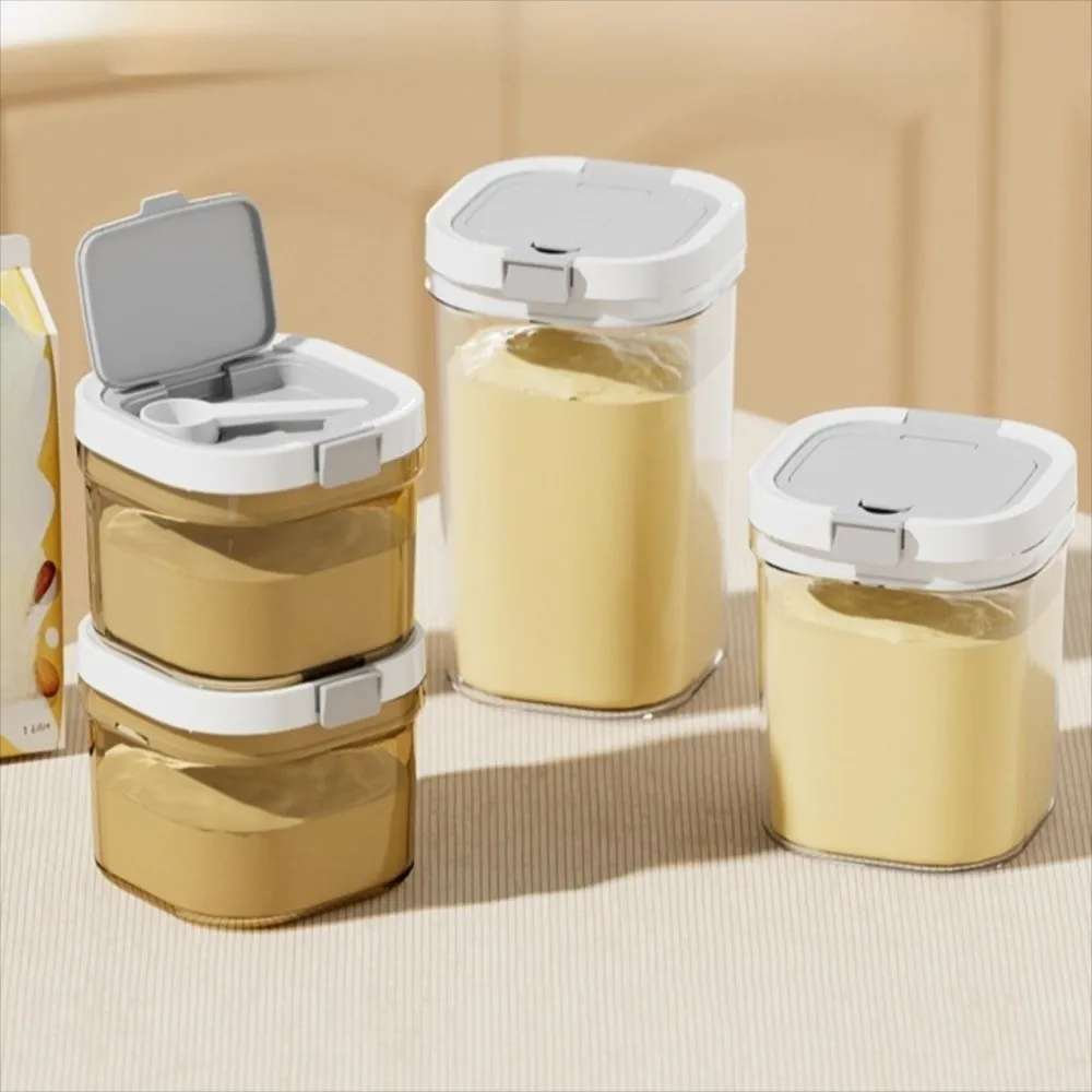 

UV-Resistant Milk Powder Jar Stackable Food Grade Food Sealed Box Portable with Scraper Spoon Kitchen Storage Canisters Home