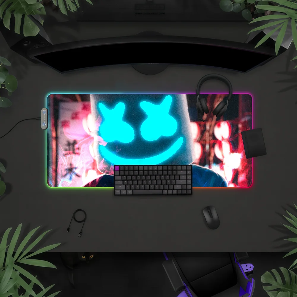 

Popular DJ M-Marshmello-S Mouse Pad RGB LED Light Colorful Game Keyboard Non-slip Cover Desk-mat Surface Waterproof