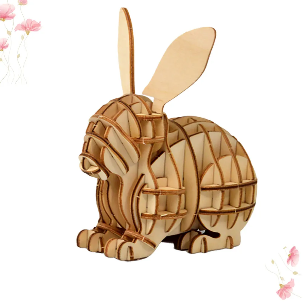 

Wooden 3D Rabbit Puzzle Puzzle Educational Fun Kids Brain Development Hand-Eye Coordination Gift 3D Kids Puzzles