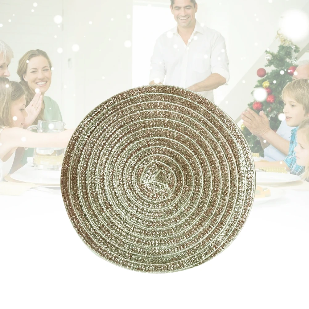 

Round Cotton Linen Woven Placemat Anti Skid Heat Insulation Coaster Table Mat Elegant Dining Decoration