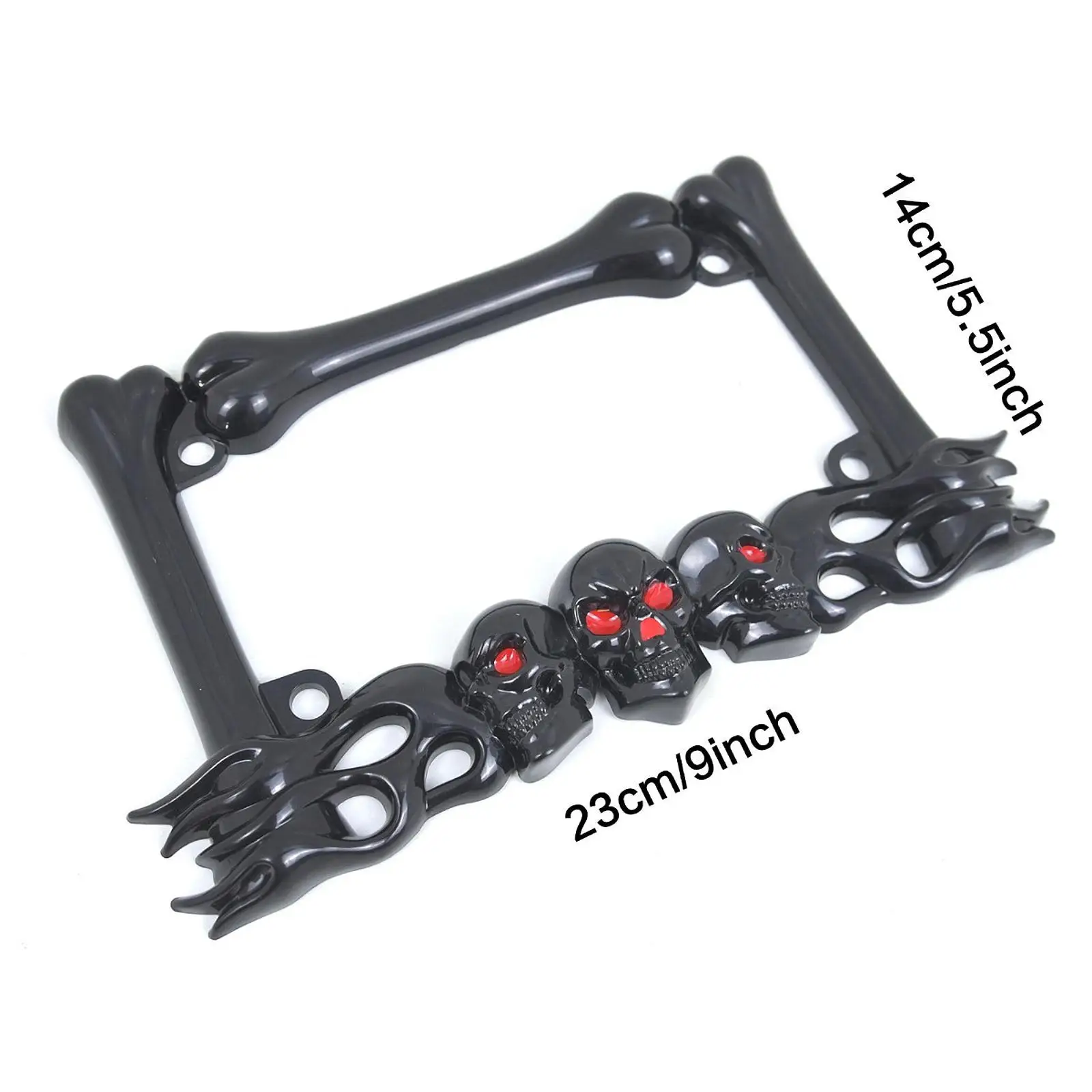 Motorcycle License Plate Frame Skull Decor Lightweight Motorbike Spare Parts Simple Assembly 9x5.5 Inch Universal Fit