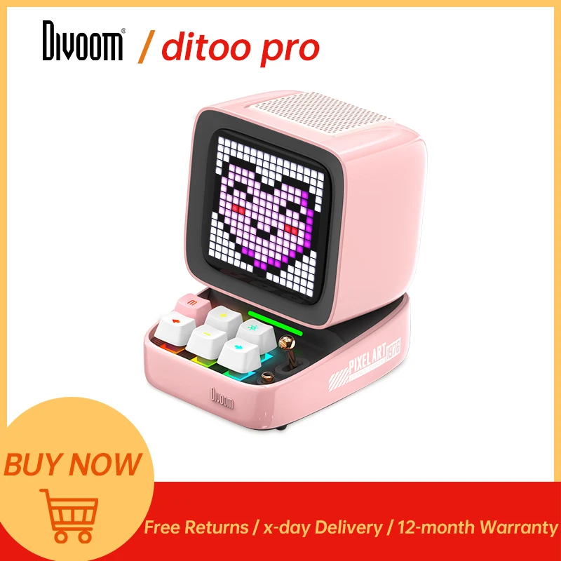 

Divoom Ditoo-Pro Retro Pixel Art Bluetooth Portable Speaker Alarm Clock DIY LED Display Board, Cute Gift Home Light Decoration