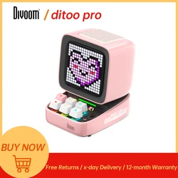 Divoom Ditoo-Pro Retro Pixel Art Bluetooth Portable Speaker Alarm Clock DIY LED Display Board, Cute Gift Home Light Decoration