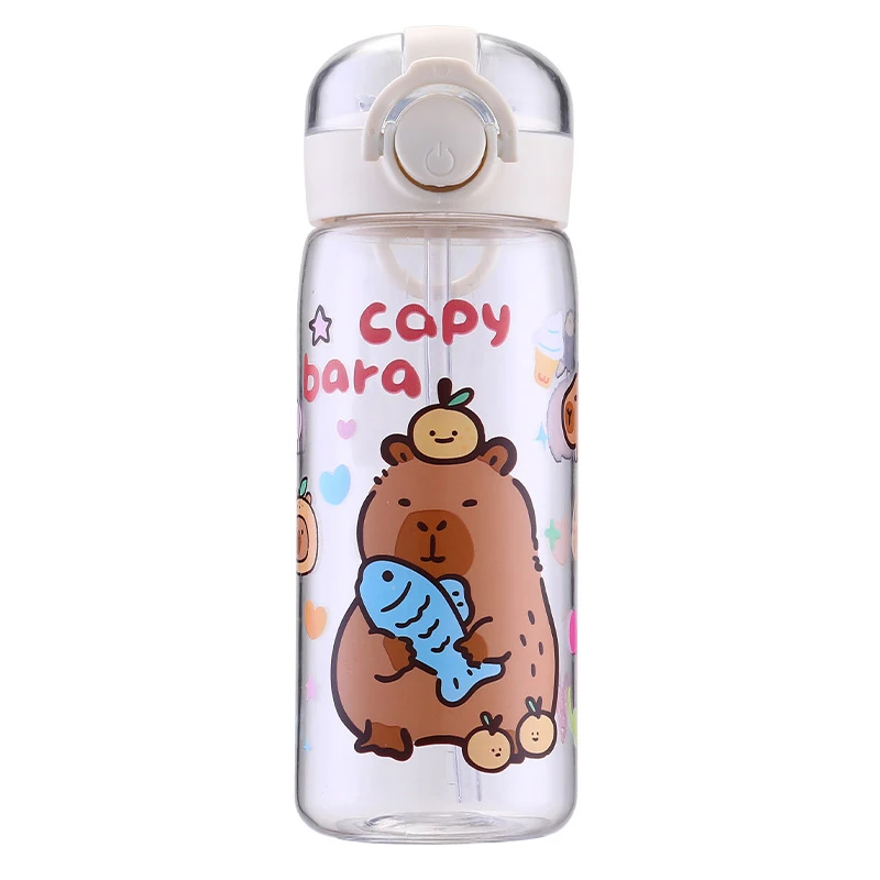 Fitness Straw Cups Student Plastic Water Cups Capybara Carto