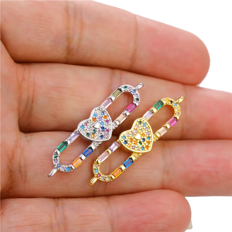 Juya لتقوم بها بنفسك قوس قزح زركونيا 18K مطلية بالذهب الإبداعية الفاخرة سحر موصل اكسسوارات لصنع سوار سحر اليدوية #4