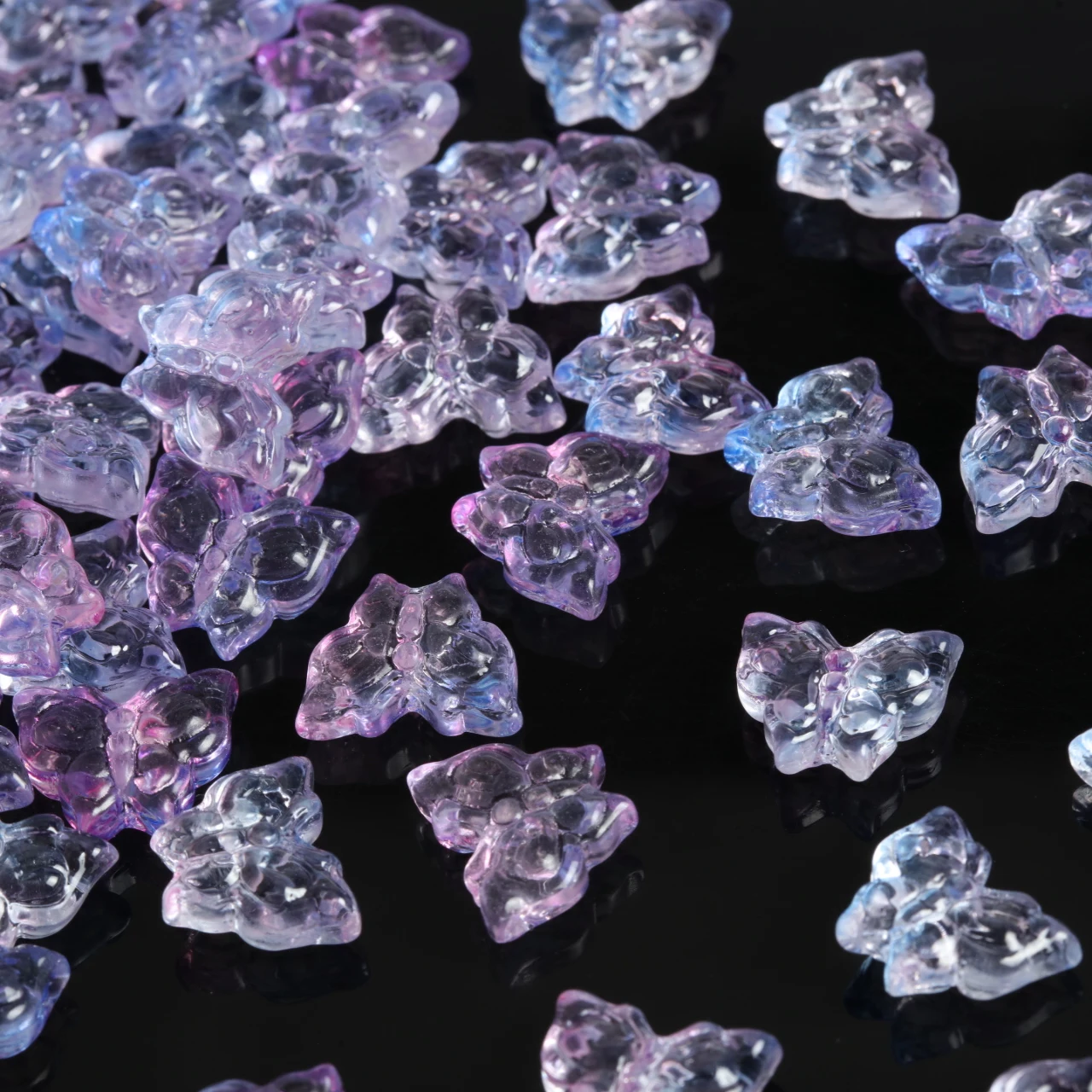 12x15mm 80-320pcs Transparent Purple Butterfly Glass Beads Loose Beads For DIY Handmade Jewelry Beading Making Supplies