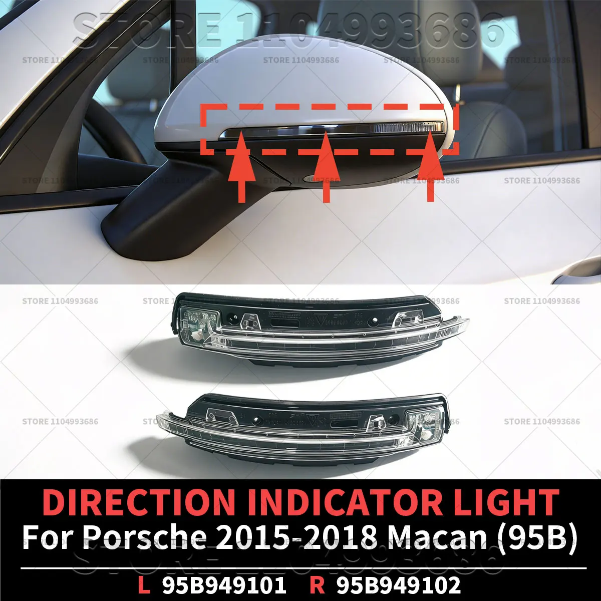 For Porsche 2015 2016 2017 2018 Macan S GTS Turbo (95B) DIRECTION INDICATOR LIGHT OEM 95B949101 95B949102 95B949101F 95B949102F