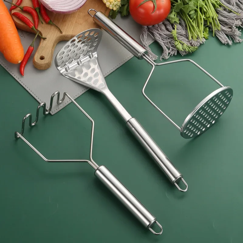 Potatoes Crusher Stainless Steel Pressed Potato Masher Ricer Puree Juice Maker Potato Pusher Smooth Mashed Fruit Tools Kitchen