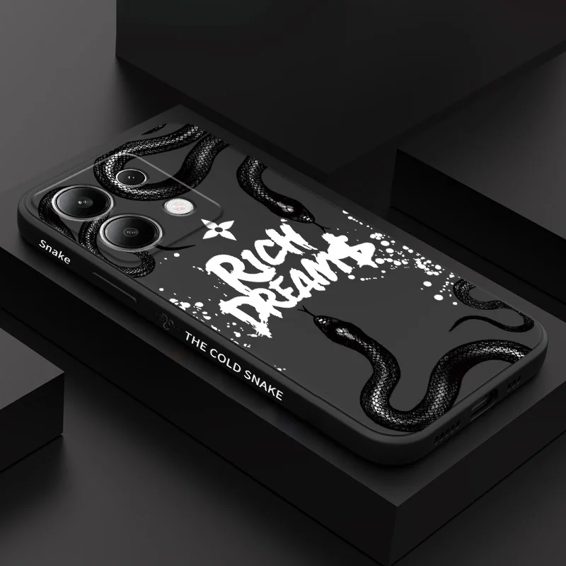 

Coiled Snake Phone Case For Xiaomi Redmi Note 14 13 12 12S 11 11S 10 10S 9 9S 14C Pro Plus 4G 5G Liquid Silicone Cover