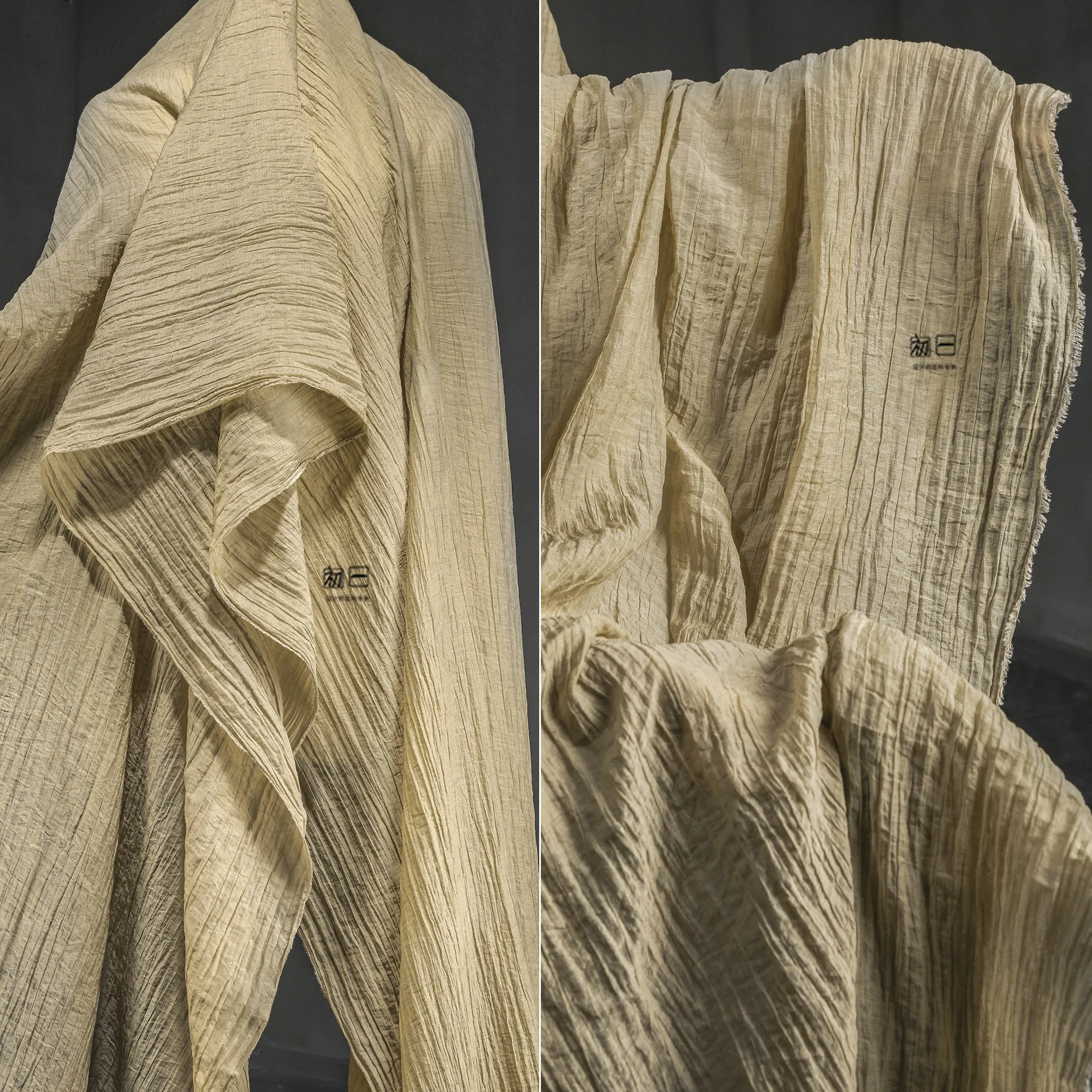 Gully Rayon Pleated Pleated Cloth Artistic Retro Thin Cotton Linen Texture Skirt Clothing Designer Fabric