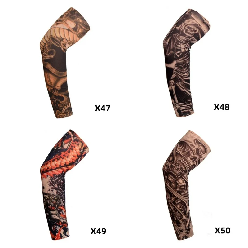 Mangas de tatuaje de brazo de flores para hombres y mujeres, calentadores de brazo sin costuras para montar al aire libre, protector solar,