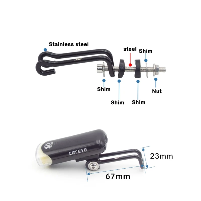 TRIGO Fahrrad-Scheinwerferhalterung, Computerhalterung für Rennrad, Fnhon Minivelo, Faltrad, Cateye Volt, Kamera, Garmin, Computerhalterung – Detail 4