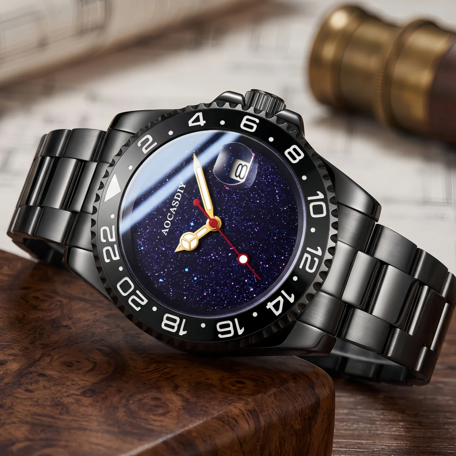 AOCASDIY Men's Mechanical Watch Shining Starry Sky Dial Date Window Sports Watch Night Light Daily Outdoor Wear, Gift for Friend
