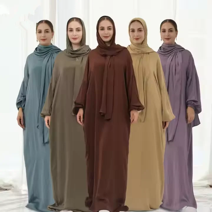 여성을위한 겸손한 드레스 이슬람 후드 Hijab Abaya Eid 라마단 Djellaba 아랍어 가운 두바이 터키 Kaftan Jalabiya기도 의류