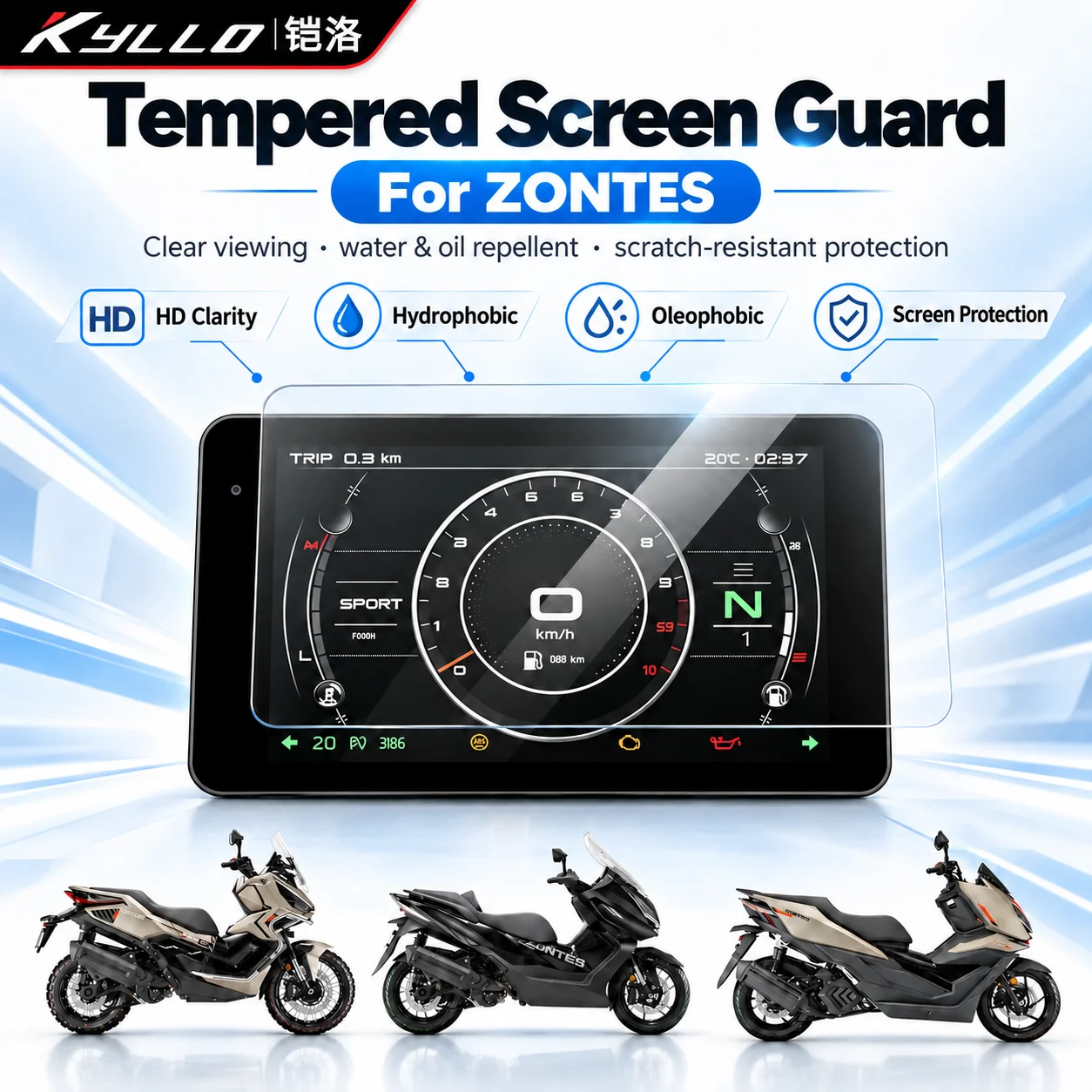 For ZONTES 368G 368D 150X TFT Dashboard Screen Protector Tempered Glass Film HD Clear Anti Scratch Motorcycle Accessories