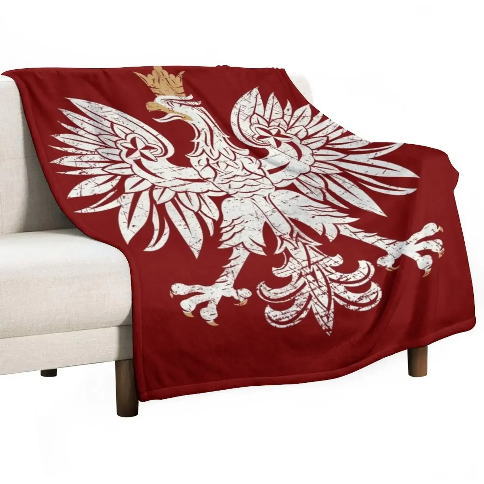 Polish Eagle Shield V01 Throw Blanket For Decorative Sofa Sofa Throw Luxury Designer Furry Blankets